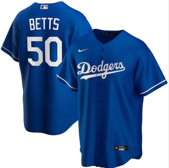 Men's Los Angeles Dodgers #50 Mookie Betts Blue Cool Base Stitched Jersey